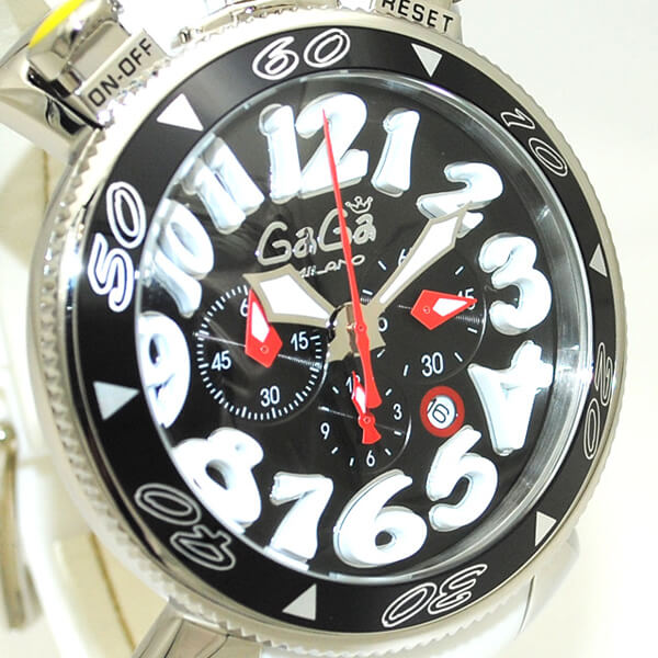  GaGa MILANO （ガガミラノスーパーコピー） 時計 腕時計 クロノ 48mm ホワイト ラバー/シルバー 60508 WH